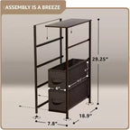 Commode étroite à 4 tiroirs - avec cadre en acier, plateau en bois et tiroirs en tissu faciles à tirer pour petits espaces, placards, chambre, salle de bain et buanderie