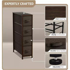 Commode étroite à 4 tiroirs - avec cadre en acier, plateau en bois et tiroirs en tissu faciles à tirer pour petits espaces, placards, chambre, salle de bain et buanderie