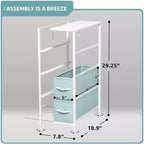 Commode étroite à 4 tiroirs - avec cadre en acier, plateau en bois et tiroirs en tissu faciles à tirer pour petits espaces, placards, chambre, salle de bain et buanderie