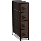 Commode étroite à 4 tiroirs - avec cadre en acier, plateau en bois et tiroirs en tissu faciles à tirer pour petits espaces, placards, chambre, salle de bain et buanderie