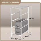 Commode étroite à 4 tiroirs - avec cadre en acier, plateau en bois et tiroirs en tissu faciles à tirer pour petits espaces, placards, chambre, salle de bain et buanderie
