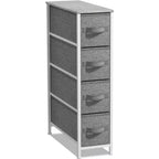Commode étroite à 4 tiroirs - avec cadre en acier, plateau en bois et tiroirs en tissu faciles à tirer pour petits espaces, placards, chambre, salle de bain et buanderie