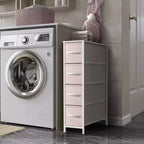Commode étroite à 4 tiroirs - avec cadre en acier, plateau en bois et tiroirs en tissu faciles à tirer pour petits espaces, placards, chambre, salle de bain et buanderie