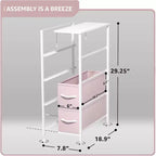 Commode étroite à 4 tiroirs - avec cadre en acier, plateau en bois et tiroirs en tissu faciles à tirer pour petits espaces, placards, chambre, salle de bain et buanderie