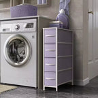Commode étroite à 4 tiroirs - avec cadre en acier, plateau en bois et tiroirs en tissu faciles à tirer pour petits espaces, placards, chambre, salle de bain et buanderie