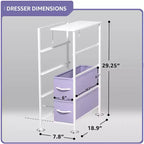 Commode étroite à 4 tiroirs - avec cadre en acier, plateau en bois et tiroirs en tissu faciles à tirer pour petits espaces, placards, chambre, salle de bain et buanderie