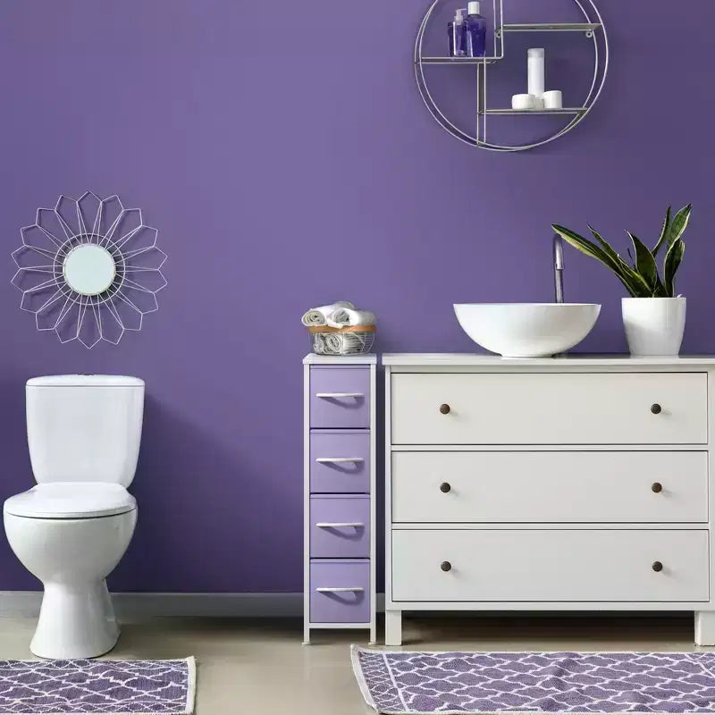 Commode étroite à 4 tiroirs - avec cadre en acier, plateau en bois et tiroirs en tissu faciles à tirer pour petits espaces, placards, chambre, salle de bain et buanderie