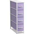 Commode étroite à 4 tiroirs - avec cadre en acier, plateau en bois et tiroirs en tissu faciles à tirer pour petits espaces, placards, chambre, salle de bain et buanderie