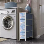 Commode étroite à 4 tiroirs - avec cadre en acier, plateau en bois et tiroirs en tissu faciles à tirer pour petits espaces, placards, chambre, salle de bain et buanderie