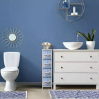 Commode étroite à 4 tiroirs - avec cadre en acier, plateau en bois et tiroirs en tissu faciles à tirer pour petits espaces, placards, chambre, salle de bain et buanderie