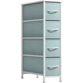 4 Drawers Narrow Dresser - with Steel Frame, Wood Top & Easy Pull Fabric Bins for Small Spaces, Closets, Bedroom, Bathroom & Laundry