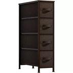 Commode étroite à 4 tiroirs - avec cadre en acier, plateau en bois et tiroirs en tissu faciles à tirer pour petits espaces, placards, chambre, salle de bain et buanderie