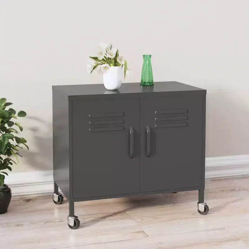Armoire de rangement robuste, classeur autoportant à roulettes pour bureau à domicile, style industriel