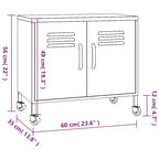 Armoire de rangement robuste, classeur autoportant à roulettes pour bureau à domicile, style industriel