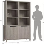 Bibliothèque haute à 6 niveaux de 189 cm avec double rangement, bibliothèque double avec 12 casiers, grandes bibliothèques autoportantes pour bureau à domicile