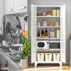 Armoire de rangement métallique avec portes doubles et étagères réglables; Forte capacité de charge; Idéale pour les cuisines, les salons et les chambres