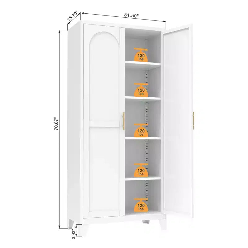 Armoire de rangement métallique avec portes doubles et étagères réglables; Forte capacité de charge; Idéale pour les cuisines, les salons et les chambres