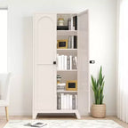 Metal Storage Cabinet with Double Doors and Adjustable ShelvesStrong Load-Bearing Capacity; Ideal for Kitchens, Living Rooms, and Bedrooms