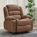 Fauteuil inclinable manuel surdimensionné avec inclinaison à 3 positions, fauteuil de salon individuel surrembourré élargi avec 2 porte-gobelets, 2 poches latérales, tissu chenille