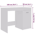Bureau d'ordinateur moderne en chêne Sonoma de 100 cm avec armoire de rangement intégrée pour bureau à domicile