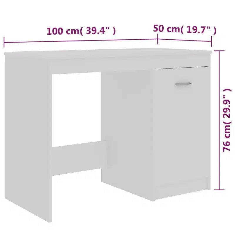 Bureau d'ordinateur moderne en chêne Sonoma de 100 cm avec armoire de rangement intégrée pour bureau à domicile