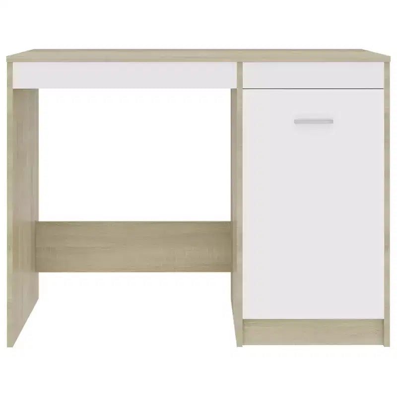 Bureau d'ordinateur moderne en chêne Sonoma de 100 cm avec armoire de rangement intégrée pour bureau à domicile