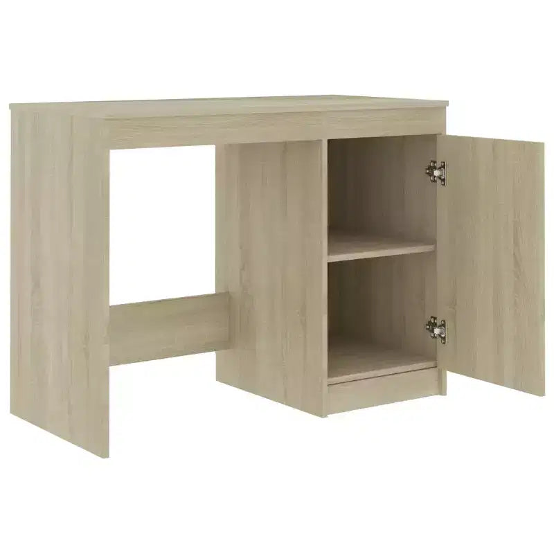 Bureau d'ordinateur moderne en chêne Sonoma de 100 cm avec armoire de rangement intégrée pour bureau à domicile