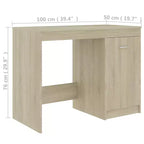 Bureau d'ordinateur moderne en chêne Sonoma de 100 cm avec armoire de rangement intégrée pour bureau à domicile