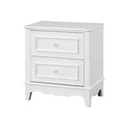 Table de chevet, 2 tiroirs, cadre en bois massif blanc moderne, 68,6 cm