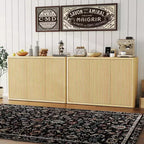 Meuble buffet à 3 portes avec rainures, grand buffet de bar à café, table console, crédence