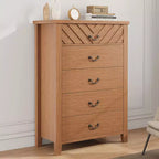 Farmhouse 5 Dresser for Bedroom, 5 Chest of Drawers Nightstand with Elegant V Shape Design,for Bedroom