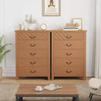 Commode de Ferme à 5 Tiroirs pour Chambre à Coucher, Table de Chevet à 5 Tiroirs avec Design Élégant en V, pour Chambre à Coucher
