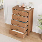 Commode de Ferme à 5 Tiroirs pour Chambre à Coucher, Table de Chevet à 5 Tiroirs avec Design Élégant en V, pour Chambre à Coucher