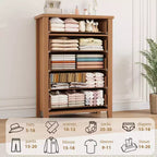 Commode de Ferme à 5 Tiroirs pour Chambre à Coucher, Table de Chevet à 5 Tiroirs avec Design Élégant en V, pour Chambre à Coucher