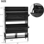 Meuble à chaussures en bois avec range-chaussures autoportant dissimulé et deux tiroirs basculants, idéal pour les entrées et les couloirs.