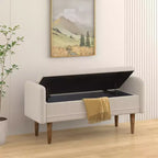 Tabouret de rangement en velours teddy avec espace de rangement, convient aux appartements, salons et chambres.