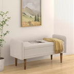Tabouret de rangement en velours teddy avec espace de rangement, convient aux appartements, salons et chambres.