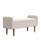 Tabouret de rangement en velours teddy avec espace de rangement, convient aux appartements, salons et chambres.
