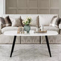  Modern Coffee Table 43.3 Inches Rectangular Simple Style Center Table, Minimalist Wooden Cocktail Table for Living Room (Marble)