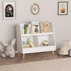  Kids Bookshelf and Toy Organizer, Open Bookcase, 2-Tier Baby Storage Display Organizer with Legs - White