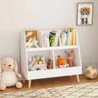 Étagère à livres et organiseur de jouets pour enfants, bibliothèque ouverte, organisateur de rangement et de présentation pour bébés à 2 niveaux avec pieds - Blanc