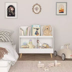Étagère à livres et organiseur de jouets pour enfants, bibliothèque ouverte, organisateur de rangement et de présentation pour bébés à 2 niveaux avec pieds - Blanc
