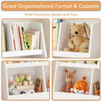 Étagère à livres et organiseur de jouets pour enfants, bibliothèque ouverte, organisateur de rangement et de présentation pour bébés à 2 niveaux avec pieds - Blanc
