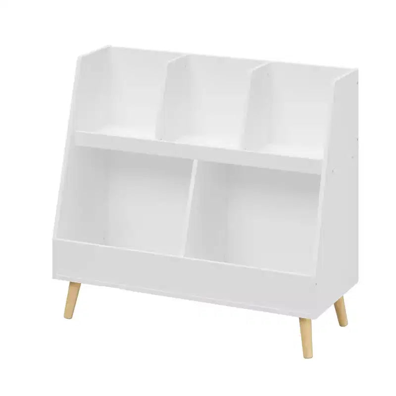 Étagère à livres et organiseur de jouets pour enfants, bibliothèque ouverte, organisateur de rangement et de présentation pour bébés à 2 niveaux avec pieds - Blanc