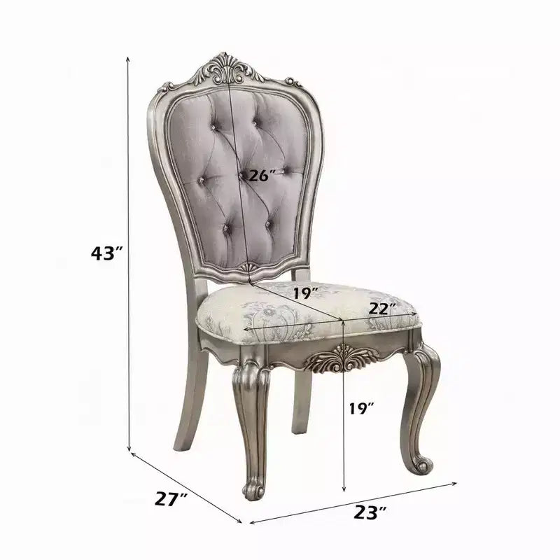 Chaise de salle à manger 27 pouces, velours, ton platine antique