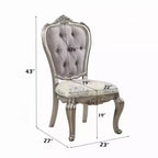 Chaise de salle à manger 27 pouces, velours, ton platine antique