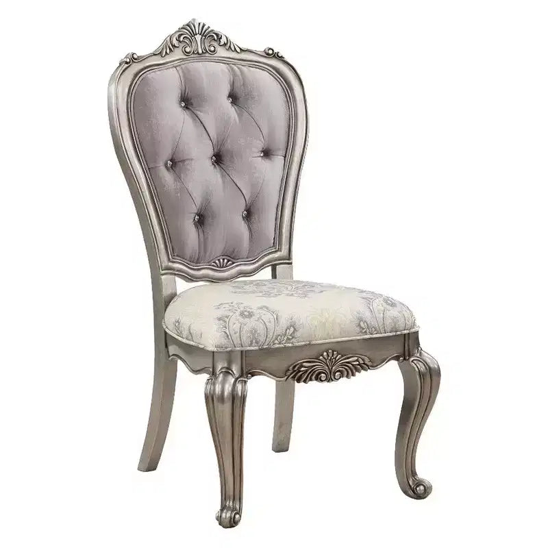Chaise de salle à manger 27 pouces, velours, ton platine antique