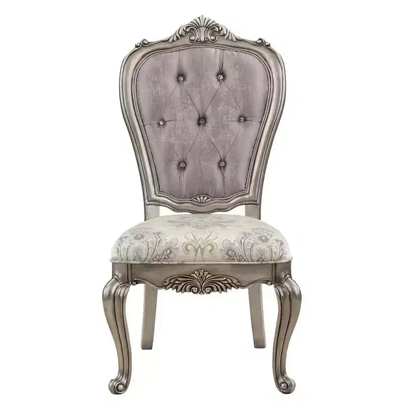 Chaise de salle à manger 27 pouces, velours, ton platine antique