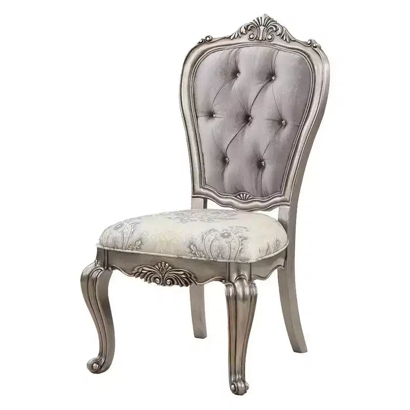 Chaise de salle à manger 27 pouces, velours, ton platine antique