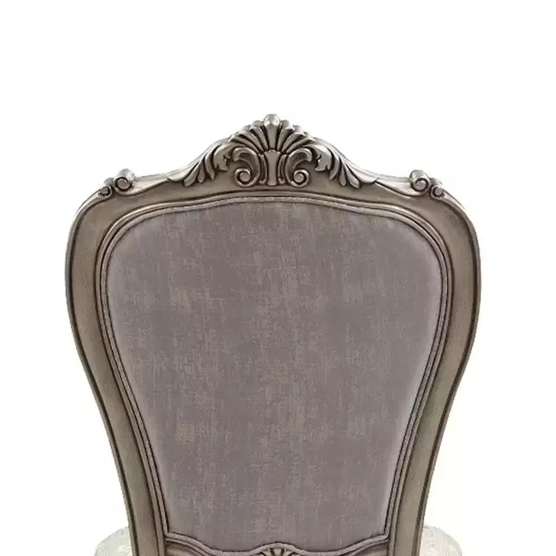 Chaise de salle à manger 27 pouces, velours, ton platine antique